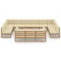 Set de muebles de jardín 14 pzs cojines madera pino marrón miel de vidaXL, Conjuntos de jardín - Ref: Foro24-3077292, Precio:...