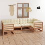 6-piece garden furniture set with cushions, made of brown honey pine wood. by vidaXL, Garden sets - Ref: Foro24-3077297, Pric...