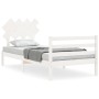 White solid wood bed frame with headboard 100x200 cm by vidaXL, Beds and slatted bases - Ref: Foro24-3195277, Price: 104,97 €...