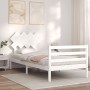 White solid wood bed frame with headboard 100x200 cm by vidaXL, Beds and slatted bases - Ref: Foro24-3195277, Price: 104,97 €...