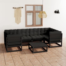 7-piece garden furniture set with black pine wood cushions by vidaXL, Garden sets - Ref: Foro24-3077303, Price: 749,99 €, Dis...