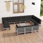 14-teiliges Gartenmöbel-Set mit Kissen aus grauem Kiefernholz von vidaXL, Gartensets - Ref: Foro24-3077291, Preis: 1,00 €, Ra...