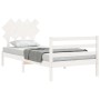 White solid wood bed frame with headboard 100x200 cm by vidaXL, Beds and slatted bases - Ref: Foro24-3195277, Price: 104,97 €...