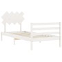 White solid wood bed frame with headboard 100x200 cm by vidaXL, Beds and slatted bases - Ref: Foro24-3195277, Price: 104,97 €...