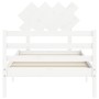 White solid wood bed frame with headboard 100x200 cm by vidaXL, Beds and slatted bases - Ref: Foro24-3195277, Price: 104,97 €...