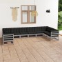 10-teiliges Gartenmöbel-Set mit Kissen aus grauem Kiefernholz von vidaXL, Gartensets - Ref: Foro24-3077321, Preis: 930,20 €, ...