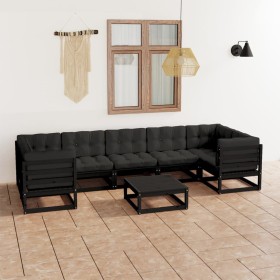 8-piece garden furniture set with black pine wood cushions by vidaXL, Garden sets - Ref: Foro24-3077313, Price: 892,50 €, Dis...