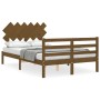 Estructura de cama matrimonio con cabecero madera marrón miel de vidaXL, Camas y somieres - Ref: Foro24-3195259, Precio: 149,...