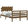 Estructura de cama matrimonio con cabecero madera marrón miel de vidaXL, Camas y somieres - Ref: Foro24-3195259, Precio: 149,...