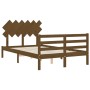 Estructura de cama matrimonio con cabecero madera marrón miel de vidaXL, Camas y somieres - Ref: Foro24-3195259, Precio: 149,...