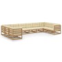 Set de muebles de jardín 10 pzs cojines madera pino marrón miel de vidaXL, Conjuntos de jardín - Ref: Foro24-3077322, Precio:...