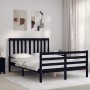 Bed frame with black solid wood headboard 140x200 cm by vidaXL, Beds and slatted bases - Ref: Foro24-3194250, Price: 159,54 €...