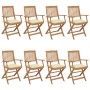 Folding garden chairs 8 units and solid acacia wood cushions by vidaXL, Garden chairs - Ref: Foro24-3074984, Price: 439,15 €,...