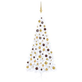 Halber Weihnachtsbaum mit Lichtern und Kugeln weiß 240 cm von vidaXL, Weihnachtsbäume - Ref: Foro24-3077486, Preis: 66,99 €, ...