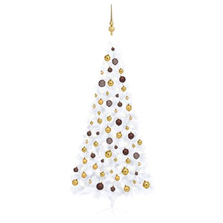 Half Christmas tree with lights and balls white 240 cm by vidaXL, Christmas trees - Ref: Foro24-3077486, Price: 74,35 €, Disc...