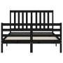 Bed frame with black solid wood headboard 140x200 cm by vidaXL, Beds and slatted bases - Ref: Foro24-3194250, Price: 159,54 €...