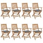 8 pcs folding garden chairs and solid acacia wood cushions by vidaXL, Garden chairs - Ref: Foro24-3074983, Price: 452,27 €, D...