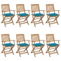 Folding garden chairs 8 units and solid acacia wood cushions by vidaXL, Garden chairs - Ref: Foro24-3074986, Price: 448,16 €,...