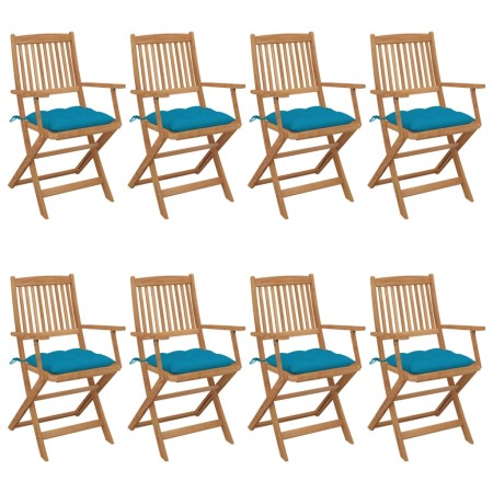 Folding garden chairs 8 units and solid acacia wood cushions by vidaXL, Garden chairs - Ref: Foro24-3074986, Price: 448,16 €,...