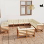 Set de muebles de jardín 12 pzs cojines madera pino marrón miel de vidaXL, Conjuntos de jardín - Ref: Foro24-3077007, Precio:...