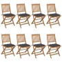 8 pcs folding garden chairs and solid acacia wood cushions by vidaXL, Garden chairs - Ref: Foro24-3075036, Price: 407,69 €, D...