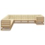 Set de muebles de jardín 10 pzs cojines madera pino marrón miel de vidaXL, Conjuntos de jardín - Ref: Foro24-3077057, Precio:...