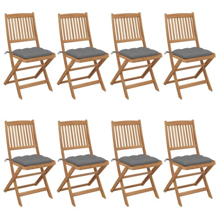 8 pcs folding garden chairs and solid acacia wood cushions by vidaXL, Garden chairs - Ref: Foro24-3075037, Price: 407,69 €, D...