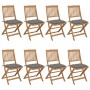 8 pcs folding garden chairs and solid acacia wood cushions by vidaXL, Garden chairs - Ref: Foro24-3075037, Price: 407,69 €, D...