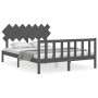 Estructura de cama con cabecero madera maciza gris 140x190 cm de vidaXL, Camas y somieres - Ref: Foro24-3193448, Precio: 145,...