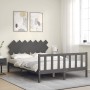 Estructura de cama con cabecero madera maciza gris 140x190 cm de vidaXL, Camas y somieres - Ref: Foro24-3193448, Precio: 145,...