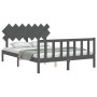 Estructura de cama con cabecero madera maciza gris 140x190 cm de vidaXL, Camas y somieres - Ref: Foro24-3193448, Precio: 145,...