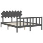 Estructura de cama con cabecero madera maciza gris 140x190 cm de vidaXL, Camas y somieres - Ref: Foro24-3193448, Precio: 145,...