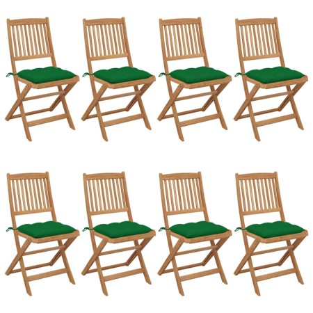 8 pcs folding garden chairs and solid acacia wood cushions by vidaXL, Garden chairs - Ref: Foro24-3075041, Price: 386,70 €, D...