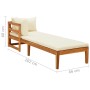 Lounger 1 armrest with cream cushions solid acacia wood by vidaXL, Modular outdoor sofas - Ref: Foro24-316313, Price: 189,99 ...