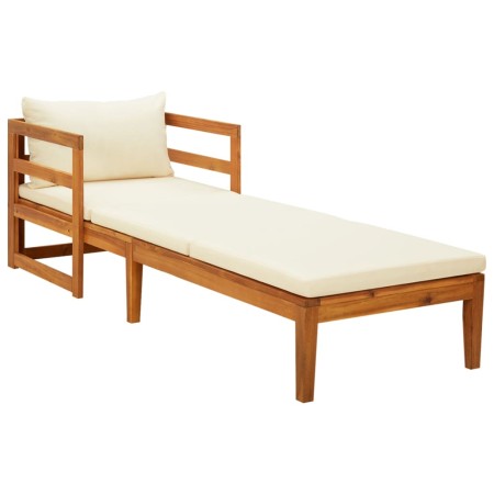 Sun lounger with cream cushions in solid acacia wood by vidaXL, Modular outdoor sofas - Ref: Foro24-316312, Price: 169,55 €, ...