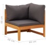 Gartenmöbel Set 2 Stück Kissen dunkelgrau Akazienholz von vidaXL, Modulare Sofas für den Außenbereich - Ref: Foro24-316321, P...