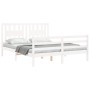 Double bed frame with white solid wood headboard by vidaXL, Beds and slatted bases - Ref: Foro24-3194577, Price: 145,26 €, Di...