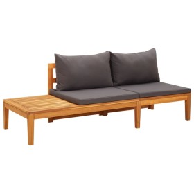 Garden bench and table with dark gray cushions solid acacia wood by vidaXL, Modular outdoor sofas - Ref: Foro24-316319, Price...