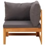 Ecksofa aus massivem Akazienholz mit dunkelgrauen Kissen von vidaXL, Modulare Sofas für den Außenbereich - Ref: Foro24-316320...