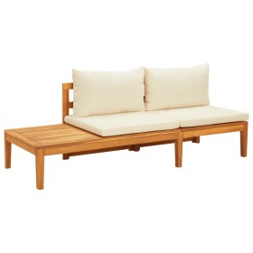 Garden bench and table with cream cushions made of solid acacia wood. by vidaXL, Modular outdoor sofas - Ref: Foro24-316314, ...