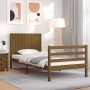 Estructura cama con cabecero madera maciza marrón miel 90x200cm de vidaXL, Camas y somieres - Ref: Foro24-3194754, Precio: 12...