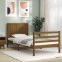 Honey brown solid wood bed frame with headboard 90x200cm by vidaXL, Beds and slatted bases - Ref: Foro24-3194754, Price: 125,...