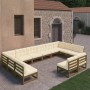 Set de muebles de jardín 12 pzs cojines madera pino marrón miel de vidaXL, Conjuntos de jardín - Ref: Foro24-3077237, Precio:...