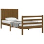 Honey brown solid wood bed frame with headboard 90x200cm by vidaXL, Beds and slatted bases - Ref: Foro24-3194754, Price: 125,...