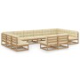 Set de muebles de jardín 12 pzs cojines madera pino marrón miel de vidaXL, Conjuntos de jardín - Ref: Foro24-3077237, Precio:...