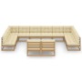 Set de muebles de jardín 12 pzs cojines madera pino marrón miel de vidaXL, Conjuntos de jardín - Ref: Foro24-3077237, Precio:...