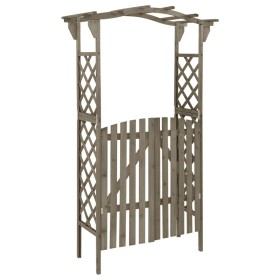 Pergola mit Tür aus massivem grauem Tannenholz, 116 x 40 x 204 cm von vidaXL, Pergolen, Bögen und Gartenspaliere - Ref: Foro2...