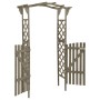 Pérgola con puerta madera maciza de abeto gris 116x40x204 cm de vidaXL, Pérgolas, arcos y enrejados de jardín - Ref: Foro24-3...