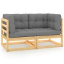 2-Sitzer-Gartensofa mit Kissen aus massivem Kiefernholz von vidaXL, Modulare Sofas für den Außenbereich - Ref: Foro24-805730,...