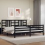 Bed frame with black solid wood headboard 200x200 cm by vidaXL, Beds and slatted bases - Ref: Foro24-3193945, Price: 166,70 €...